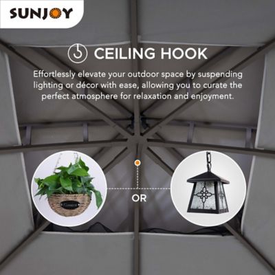 Image showing  12 x 12 ft. Outdoor Soft Top Gazebo, Backyard Steel Frame Gazebo with Ceiling Hook and Mesh Netting