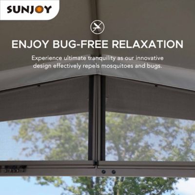 Image showing  12 x 12 ft. Outdoor Soft Top Gazebo, Backyard Steel Frame Gazebo with Ceiling Hook and Mesh Netting