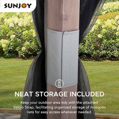 Image showing 8 th Sunjoy 12 x 12 ft. Outdoor Soft Top Gazebo, Backyard Steel Frame Gazebo with Ceiling Hook and Mesh Netting