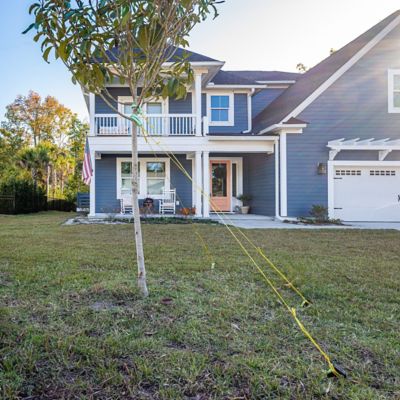 Image showing  Tree Stake Kit with Stakes, Vinyl Rope and Protective Tube for Young and Maturing Trees (12 Pack)