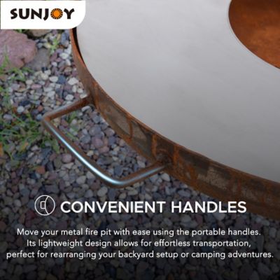 Image showing  28 in. Fire Pit Outdoor Wood Burning Fire Pits with Stainless Steel Baking Sheet and Fire Poker