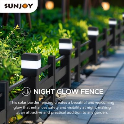 Image showing  Garden Fence Solar Border Fencing with Waterproof LED Path Lights, Outdoor Decorative Garden Fences(5PK), Black
