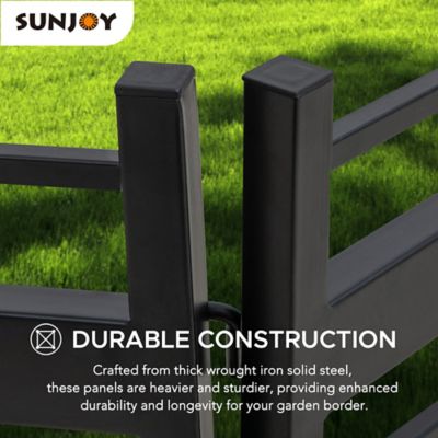 Image showing  Garden Fence Solar Border Fencing with Waterproof LED Path Lights, Outdoor Decorative Garden Fences(5PK), Black