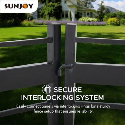 Image showing  Garden Fence Solar Border Fencing with Waterproof LED Path Lights, Outdoor Decorative Garden Fences(5PK), Black