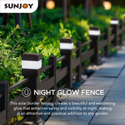 Image showing  Garden Fence Solar Border Fencing with Waterproof LED Path Lights, Outdoor Decorative Garden Fences(5PK), Brown