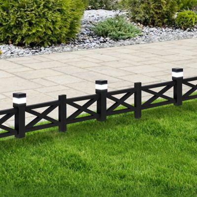 Sunjoy Solar Garden Border Fencing Outdoor Decorative Garden Fences(5PK), Black