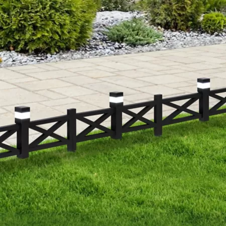 Sunjoy Solar Garden Fence Outdoor Decorative Garden Fences (5PK) Black Garden Fencing