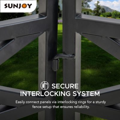 Image showing  Solar Garden Border Fencing Outdoor Decorative Garden Fences(5PK), Black