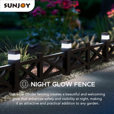 Image showing  Solar Garden Border Fencing, Outdoor Decorative Garden Fences(5PK), Brown