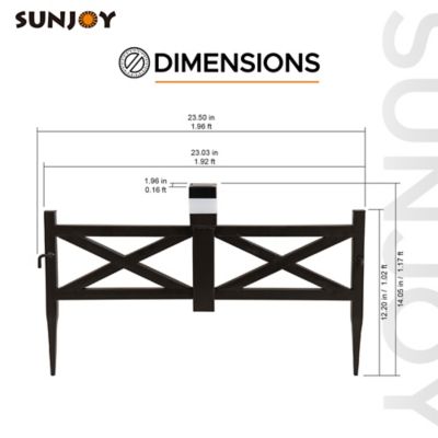 Image showing 6 th Sunjoy Solar Garden Border Fencing, Outdoor Decorative Garden Fences(5PK), Brown