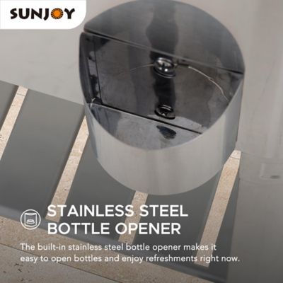Image showing 6 th Sunjoy 80 QT Patio Cooler Cart Stainless Steel Rolling Ice Chest with Steel Bottle Opener, Shelf and Lockable Wheels