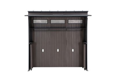 Sunjoy 3 ft. x 7 ft. Outdoor Kitchen Wood Grain Stylish Steel Outdoor Grill Kitchen with Easy-Lift Gas Springs and Mesh