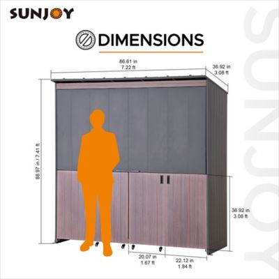 Image showing  3 ft. x 7 ft. Outdoor Kitchen Wood Grain Stylish Steel Outdoor Grill Kitchen with Easy-Lift Gas Springs and Mesh