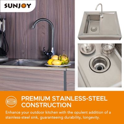 Image showing  Outdoor Kitchen Sink with Cabinet Stainless Steel Sink Station for Outdoor Grill Cart