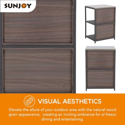 Image showing  Three-Tier Open Storage Shelf, Stainless Steel Stackable Shelf Organizer for Outdoor & Indoor Kitchen