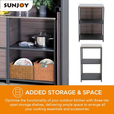 Image showing  Three-Tier Open Storage Shelf, Stainless Steel Stackable Shelf Organizer for Outdoor & Indoor Kitchen