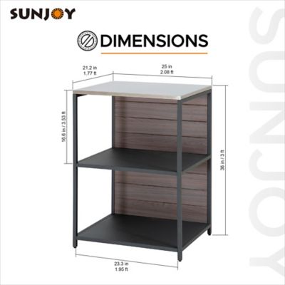 Image showing 5 th Sunjoy Three-Tier Open Storage Shelf, Stainless Steel Stackable Shelf Organizer for Outdoor & Indoor Kitchen
