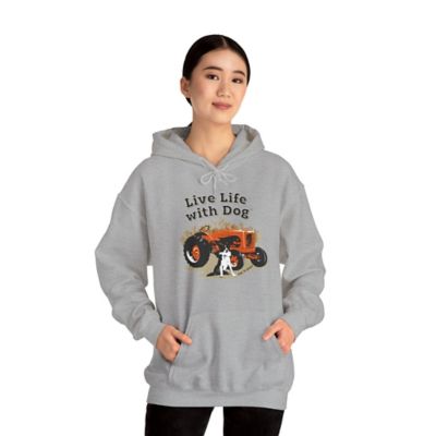 Dog is Good Live Life with Dog Tractor Blend Hooded Long Sleeve Sweatshirt