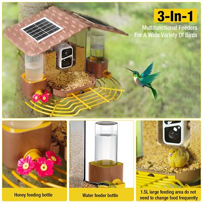 Image showing  3.96 lb. Smart Bird Feeder with Camera, 1080P HD, AI Bird Identification, Solar Powered