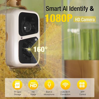 Image showing  3.96 lb. Smart Bird Feeder with Camera, 1080P HD, AI Bird Identification, Solar Powered