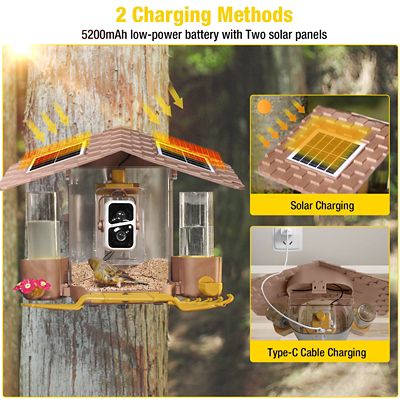 Image showing  3.96 lb. Smart Bird Feeder with Camera, 1080P HD, AI Bird Identification, Solar Powered