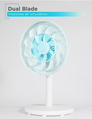 Image showing  12 in. Dual Blade Table Fan with Remote, 90 Degree Oscillating Fan with Adjustable Tilt