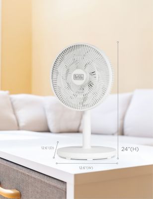 Image showing 6 th Black & Decker 12 in. Dual Blade Table Fan with Remote, 90 Degree Oscillating Fan with Adjustable Tilt