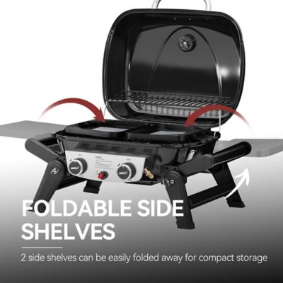 Image showing 5 th Royal Gourmet 2-Burner Portable Tabletop Propane Gas Grill with Foldable Side Tables, Black