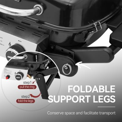 Image showing 8 th Royal Gourmet 2-Burner Portable Tabletop Propane Gas Grill with Foldable Side Tables, Black
