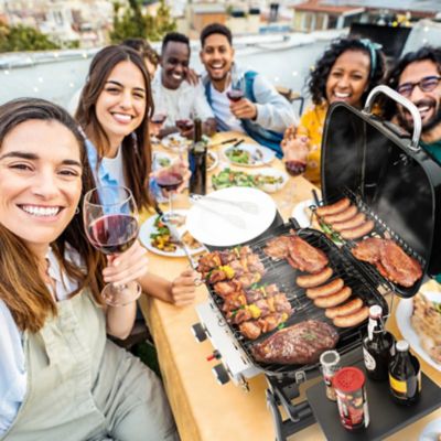 Image showing 9 th Royal Gourmet 2-Burner Portable Tabletop Propane Gas Grill with Foldable Side Tables, Black