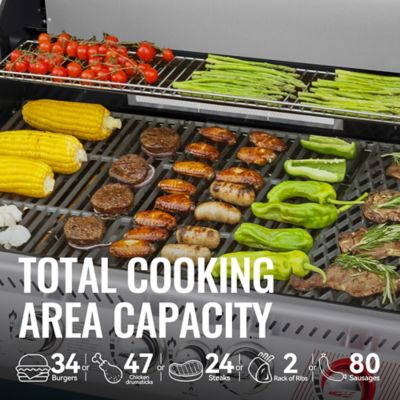 Image showing  5-Burner Propane Gas Grill with Cabinet, Blue, With Sear, Rear and Side Burner