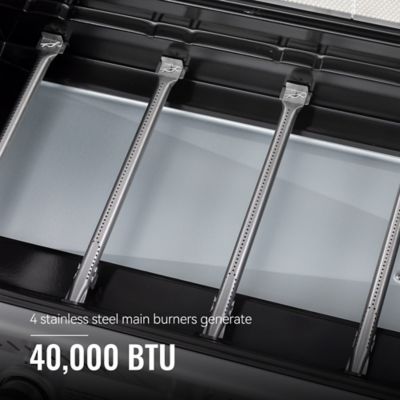 Image showing  5-Burner Propane Gas Grill with Cabinet, Blue, With Sear, Rear and Side Burner