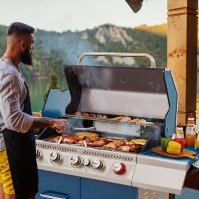 Image showing 9 th Royal Gourmet 5-Burner Propane Gas Grill with Cabinet, Blue, With Sear, Rear and Side Burner