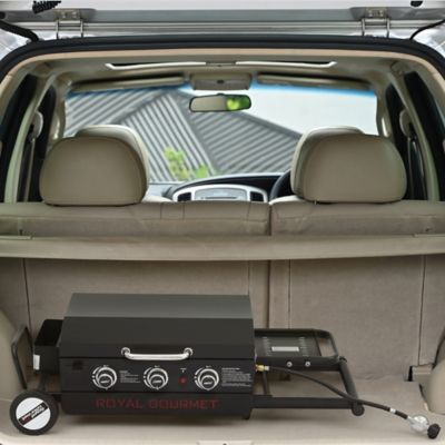 Image showing  3-Burner Portable Propane Gas Flat Top Griddle with Folding Stand, Shelf and Rack, 314 sq. in., Black