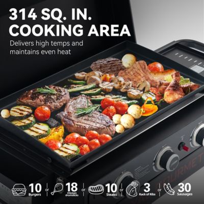 Image showing 7 th Royal Gourmet 3-Burner Portable Propane Gas Flat Top Griddle with Folding Stand, Shelf and Rack, 314 sq. in., Black