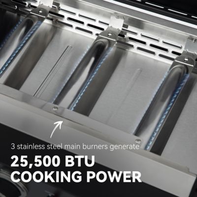 Image showing 8 th Royal Gourmet 3-Burner Portable Propane Gas Flat Top Griddle with Folding Stand, Shelf and Rack, 314 sq. in., Black