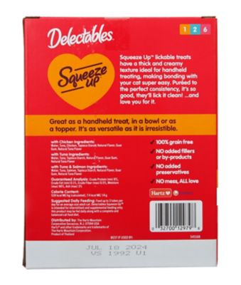 Image showing  Squeeze-Up Chicken, Tuna and Tuna and Salmon Variety Pack Lickable Cat Treats, 72 ct.