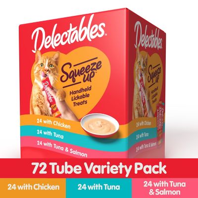 Image showing  Squeeze-Up Chicken, Tuna and Tuna and Salmon Variety Pack Lickable Cat Treats, 72 ct.
