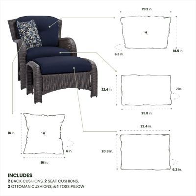 Hanover Set of 2 Replacement Cushions and Accent Pillows for Strathmere Armchairs
