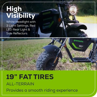 Image showing 6 th Greenworks 60V STEALTH Battery-Powered Electric Mini Bike, BATTERIES & CHARGER NOT INCLUDED