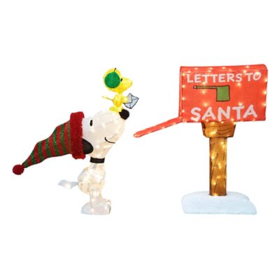 ProductWorks3D PreLit LED Yard Art 3pc. Letters to Santa with Snoopy Woodstock and Mailbox