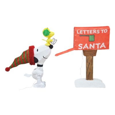 Image showing 3D PreLit LED Yard Art 3pc. Letters to Santa with Snoopy Woodstock and Mailbox