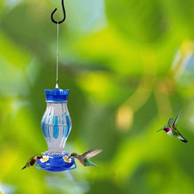 Image showing  22 oz. Blue Striped Hummingbird Feeder