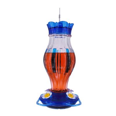 Image showing  22 oz. Blue Striped Hummingbird Feeder