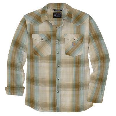Carhartt Men's Loose Fit Midweight Chambray Plaid Long