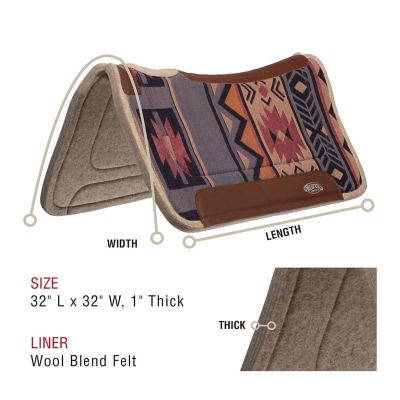 Image showing  Canvas Top, Contoured Saddle Pad Wool Felt Liner, 32 in. x 32 in.