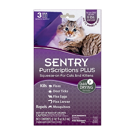 Sentry PurrScriptions Plus Flea and Tick Topical Treatment for Cats Over 5 lb., 3 ct.