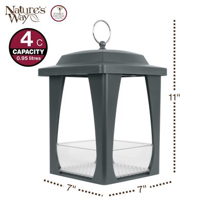 Image showing  Dine in Hanging Plastic Fly Through Bird Feeder with Roof, 4 Cup, Gray