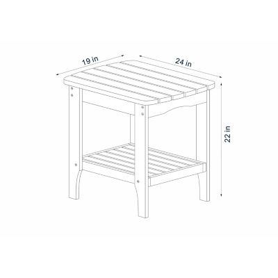 Image showing 3 th Shine Company Carlisle Outdoor Rectangular 2-Tier Wood Adirondack Patio Side Table