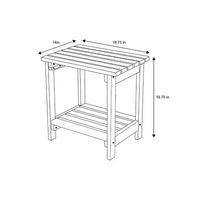 Image showing  Portland Outdoor Patio Rectangular 2-Tiered Wood Adirondack Side Table